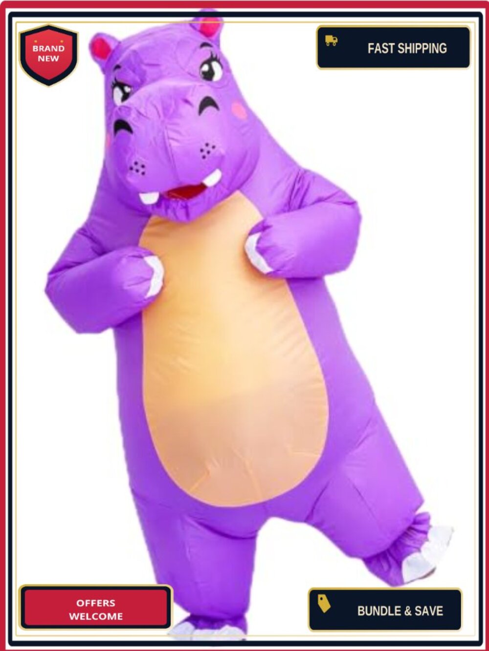 Inflatable Hippo Costume Adult Full Body Blow Up Fan Halloween Cosplay Party